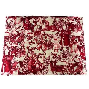 Christmas Toile Placemats  Red Cream White Set Of  2 Santa Cat Dog